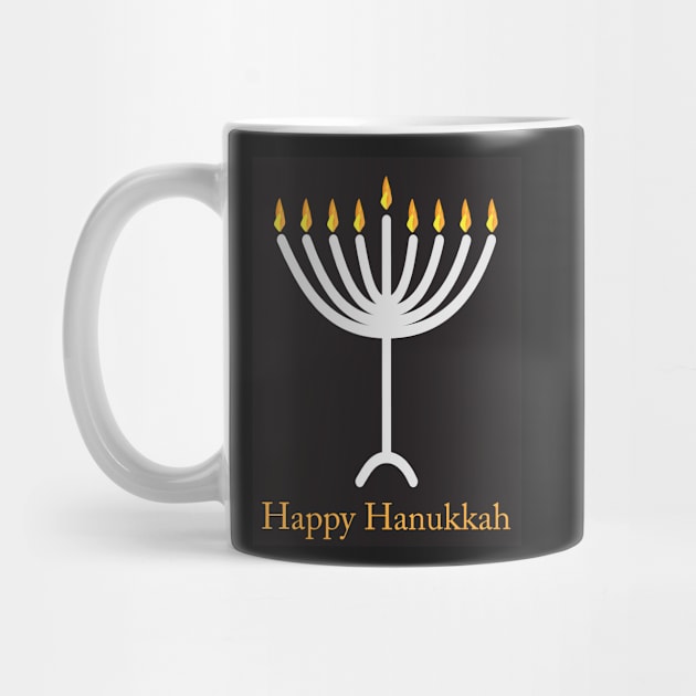 Happy Hanukkah greeting with Menorah illustration by sigdesign